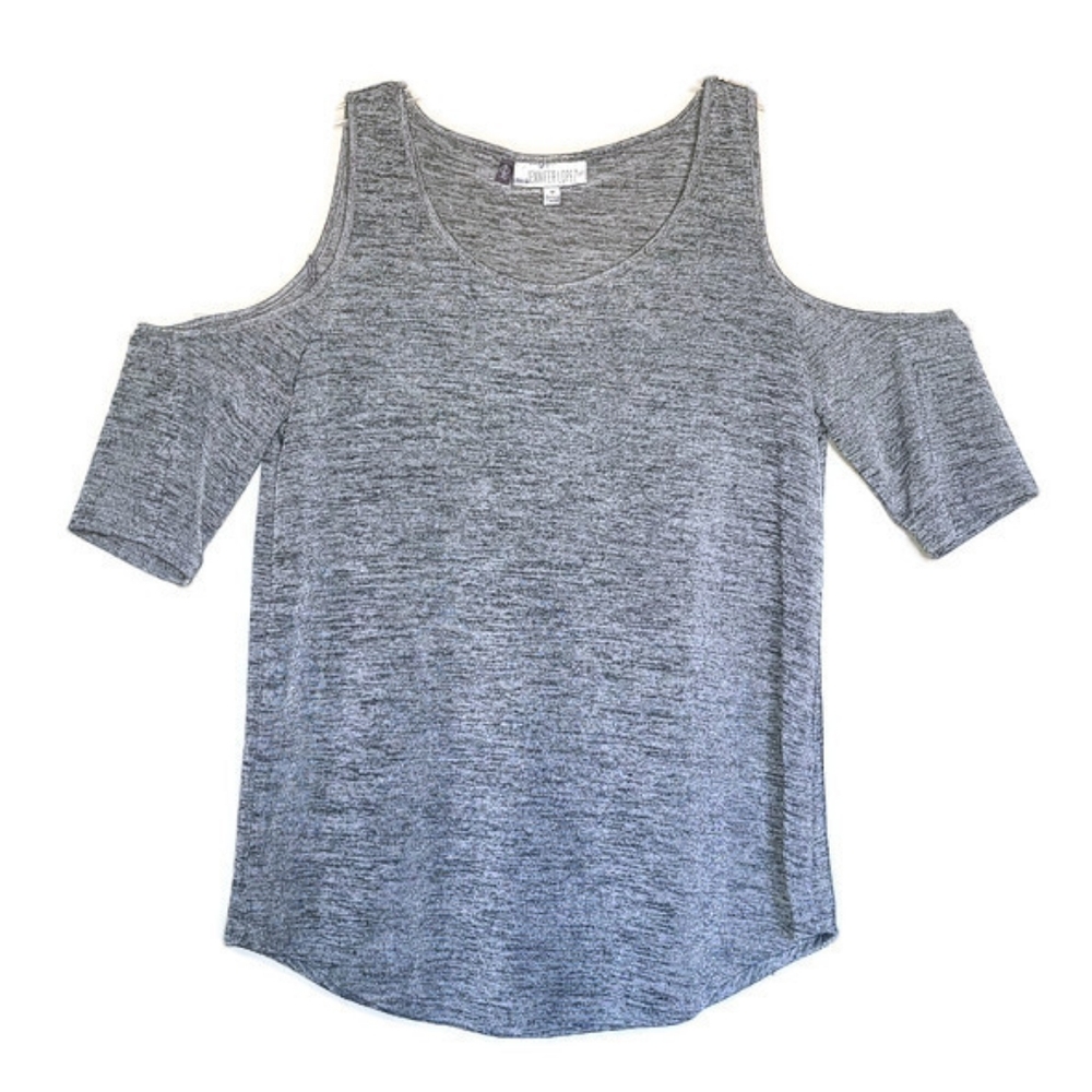 Jennifer Lopez Short Sleeve Blouse Gray Medium